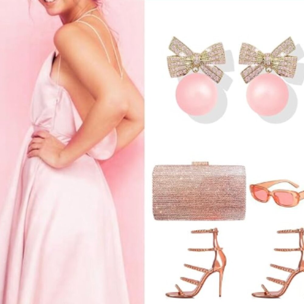 Bow Rhinestone Pearl Earrings